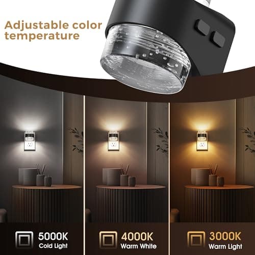 L LOHAS LED Night Light, Bubble Night Lights Plug into Wall,2 Pack 3000K/4000k/5000K Adjustable Color Temperature Night Light,Dimmable Nightlights with Dusk to Dawn Sensor for Rooms Bathroom Hallway - Thumbnail 5