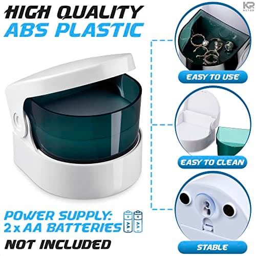 Sonic Cordless Denture Cleaner for Jewellery Ring, Necklace, Coins & Dentures - Portable Battery Vibrating Machine for Professional or Personal Use - Thumbnail 3