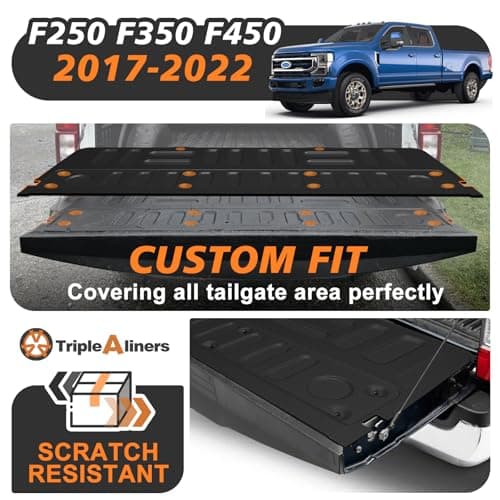 TripleAliners Truck Mat Compatible with 2017-2022 Ford Super Duty F250/F350/F450 Accessories, Tailgate Mat Custom Fit All Weather Protection Pickup Liner - Thumbnail 6