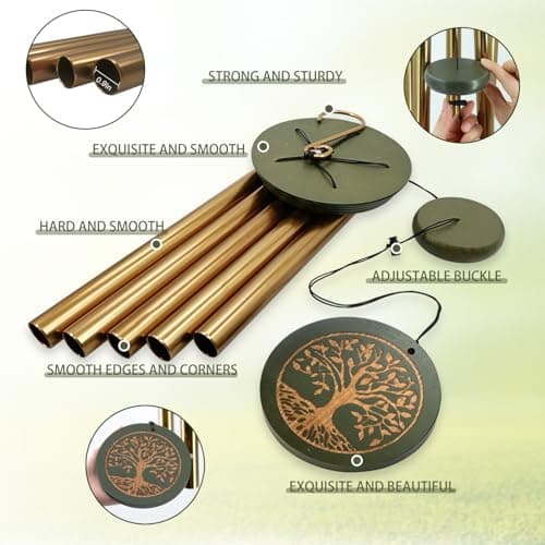 Memorial Wind Chimes for Outdoor & Gifts – Engraved Tree of Life, 36” Durable Metal Chimes with Soothing Melodies, Waterproof & Customizable Tones - Thumbnail 4