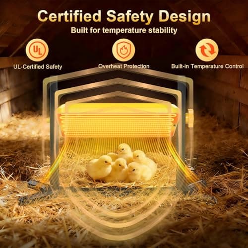 Lobeline Chicken Coop Heater, 50-158℉ Brooder & Chicken Heater for Coop with Smart Thermostat, UL Certified Radiant Heat Plate for Chicks to Hens, 5-Height & 360° Adjustable Angle, Winter Heating - Thumbnail 4