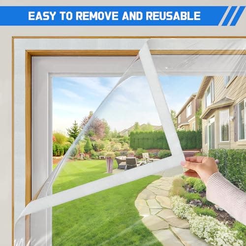 Window Insulation Kit, 47 in x10 ft Cuttable Plastic Film with Adhesive Tape for Winterizing​ - Thumbnail 4