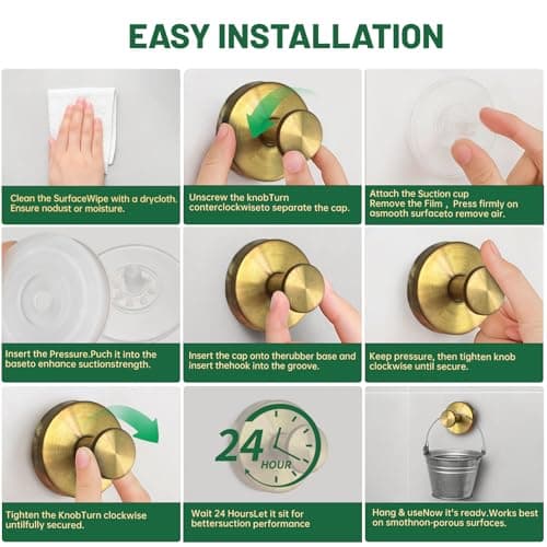 Xikelooy Suction Cup Hooks, Suction Cup Hooks for Shower,Removable Towel Hooks for Bathroom Window Glass Door Wall, Bath Robe Looafh Wreath Hook for Hanging (Gold) - Thumbnail 5