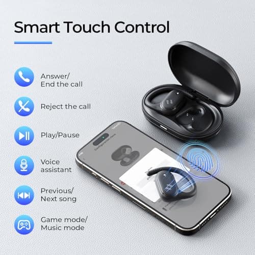 havit Open Ear Headphones, Over Ear Earbuds Bluetooth 5.4 Headphones, Comfort Fit Lightweight, Mic Clear Calls, 64H Playtime, IPX5 Waterproof Earhook Earbuds for Running, Cycling Workouts, Grey - Thumbnail 5