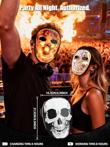 Gelrova Ultra-Light APP-Controlled LED Mask, 3600 LEDs HD Display, Customize with Photos/GIFs/Text, Voice Control, 250+ Designs, Ideal Halloween Mask for Costume Cosplay Parties Raves, High End Gift - Thumbnail 5