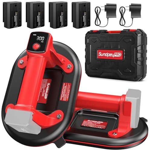 SundpeyPRO Electric Glass Suction Cups - 10" Heavy Duty Vacuum Suction Cups Lifter Max Load 662lbs with 4 x 3.0Ah Batteries & 2 x Chargers & Digital Display for Glass Tile Marble Granite Windshields - Image 1