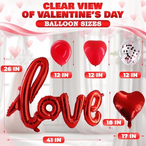 Romantic Balloon Decoration Kit with 42" LOVE Letters & Heart Balloons - Proposal, Engagement, Wedding & Anniversary Room Decoration Set with Hanging Hearts & Rose Petals - Complete Romantic Setup - Thumbnail 3