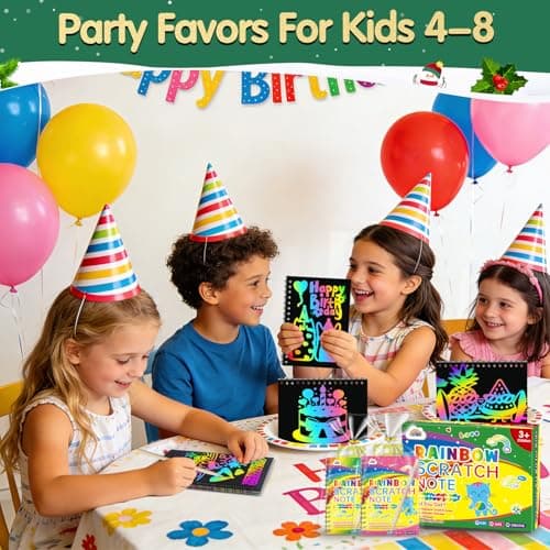 ZMLM 4 Pack Scratch Art Party Favors: Birthday Party Favors for Kids 4-8, Bulk Rainbow Scratch Notebook Paper Pads, Goodie Bags Stuffers Girls Boys Classroom Gifts Crafts Toys Easter Basket Stuffers - Thumbnail 3
