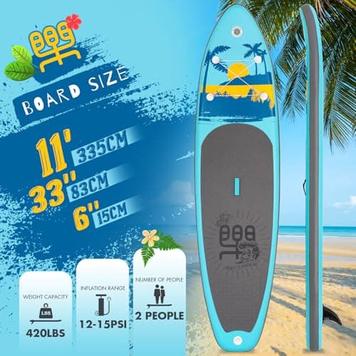 FunWater SUP Inflatable Stand Up Paddle Board Ultra-Light Inflatable Paddleboard with Accessories, Fin, Adjustable Paddle, Pump, Backpack, Leash - Thumbnail 2