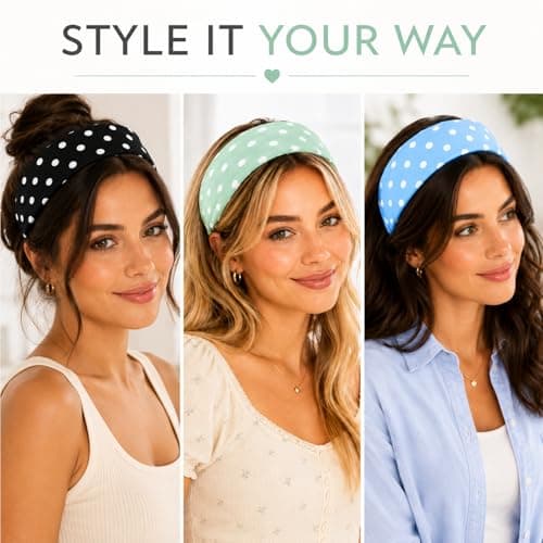 LAGWIUY Polka Dot Headband for Women, 5 Pack - Thumbnail 6