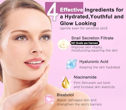 Christmas Gifts for Women,7 Pcs Skin Care Set,Hydrating Moisturing Repairing Soothing Snail Mucin Facial Skin Care Routine Kit for Dull Skin & Dry Skin,Skincare Gift Set Women - Thumbnail 3