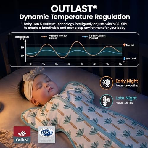 i-baby Outlast® Transitional Swaddle Sleep Sack, Arms Up Self-Soothing Swaddles with Arms in Out Cuffs Design for Newborns, Baby Sleeping Bag Wearable Blanket, Boy Girl Newborn Essentials 0-3M - Thumbnail 3