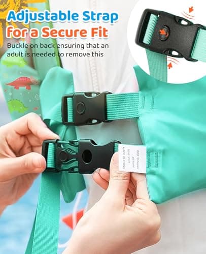 HeySplash Swim Vest for Kids, Toddler Pool Floaties Fit 33-66 Lbs, Children Swimming Vest with Adjustable Strap, Swim Jacket Water Wing Arm Float, Puddle Beach Boat Jumper Boy Girl,Dinosaur - Thumbnail 4
