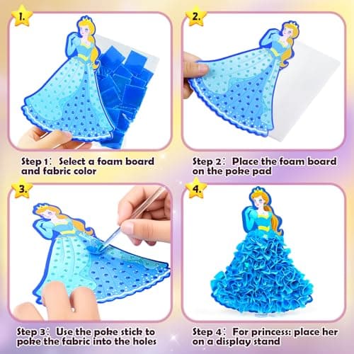 Gooidea Poke Arts and Craft Kits for Girls Ages 4-9, Classical Princesses Poking Art Christmas Gift Crafting Kits, Birthday Boy Girl Toys, DIY Creative Activity for Girl Gifts Ages 4, 5, 6, 7, 8 - Thumbnail 6