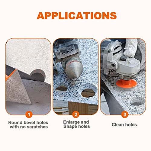 Diamond Beveling Chamfer Bit,BRSCHNITT 2 Inch (50mm) Diamond Finger Milling Bits with 5/8-11 Thread for enlarging, polishing and Bevelling The exsit Holes - Thumbnail 3