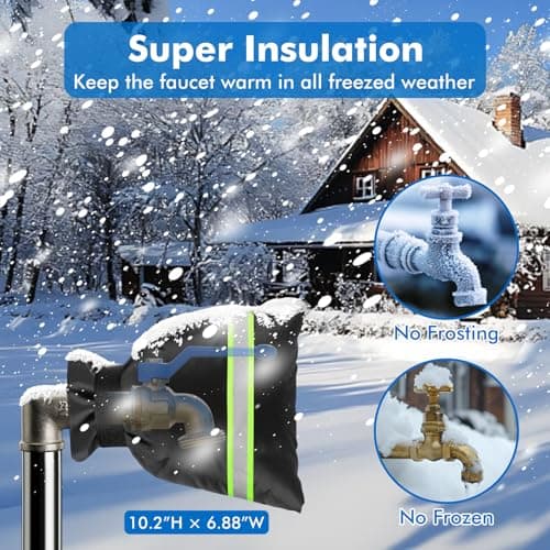 CASAJOY Outdoor Faucet Covers for Winter, 10.2" H x 6.88" W Outdoor Water Faucet Cover Socks for Winter Freeze Protection Waterproof Reusable Hose Bibs Insulated Spigot Cover, 4 Pack - Thumbnail 2
