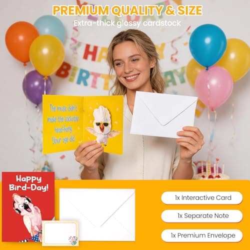 Funny Musical Parrot Birthday Card with Singing Sound & Head-Banging Motion, Pop-Up Surprise Birthday Card, Silly Happy Birthday Card for Friends, Him or Her, Unique Birthday Gift - Thumbnail 5