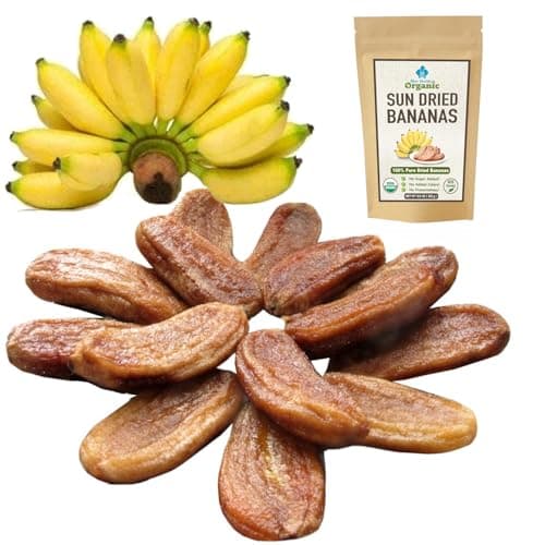 Organic Sun Dried Whole Bananas | No Sugar Added | No Preservatives | Unsulfured | Soft and Chewy Little Bananas | Thai Natural Fruit Snacks | Super Potassium Snack 12.6 OZ | Pack of 1 - Image 1