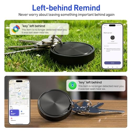 Air Tags-4 Pack Tracker Tag for iOS and Android, Work with Google Find Hub & Apple Find My APP, Long Battery Life, for Keys/Luggage/Suitcase/Backpack/Wallet, Black - Thumbnail 4