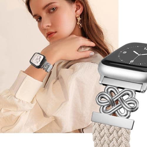 Chinber Braided Band Compatible with Apple Watch Bands 40mm 38mm 41mm 42mm 44mm 45mm 46mm 49mm, Magnetic Clasp Fabric Nylon Interlock Buckle Straps for iWatch Ultra Series 10/9/8/7/6/5/4/3/2/1/SE - Thumbnail 2