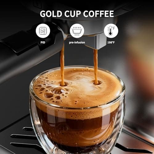 SECPOEDR 20Bar Espresso Machine with Poweful Milk Frother Rapid Cold Brew, Easy to Use Compact Espresso Maker, Fast Heat 1350W Barista-Quality Home Cappuccino Latte Machine,45oz Water Tank, Silver - Thumbnail 5