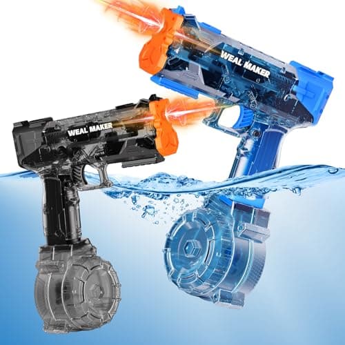 2026 Upgraded Electric Water Gun with Orange Tip,Transparent Automatic Squirt Guns High Powered IP67 Waterproof,Up to 26FT Longer Range Water Pistol with USB Charging(Black+Blue) - Image 1