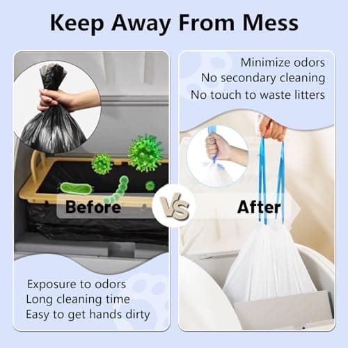 120 Count Self-Cleaning Cat Litter Box Liners Bag, Compatible with MeoWant-SCO1 and MeoWant-SCO2, Thick Heavy Duty Drawstring Replacement Cat Litter Box Liners-18"x 12.6" - Thumbnail 5