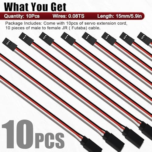 10-Pack 150mm Servo Extension Cable Y Connector 3 Pin Plug Splitters Rc Connector for Jr Futaba Jst Rc Car Quadcopter Airplane (Male to Female Harness) - Thumbnail 2