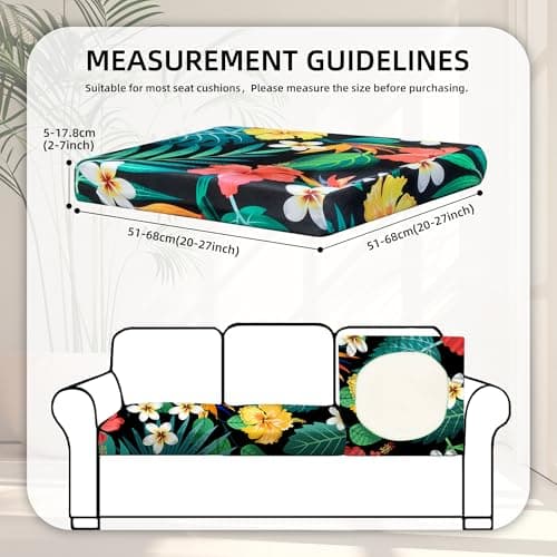 8Pcs Stretch Patio Cushion Covers,Outdoor Couch Covers Replacement,Outdoor Couch & Sofa Slipcovers,for Patio Furniture Cushion Covers,Washable Reusable Furniture Protector (Floral Leaf,Cover Only) - Thumbnail 2