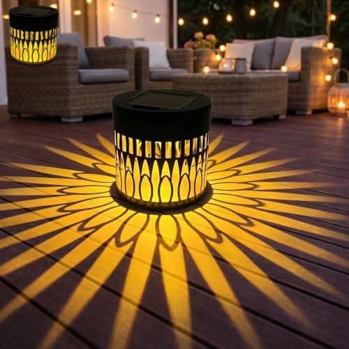 Solar Sunflower Projection Lights Outdoor, New Version Solar Mandala Light, Solar-Powered Decor Light for Wall, Yard, Garden, Patio, Backyard Decor, Waterproof Metal Fence Lights, WarmLight, 1 Pack