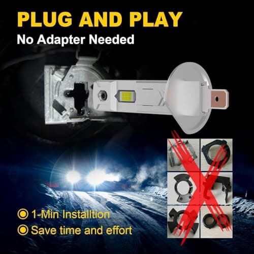 KIMLATAR H1 Light Bulb,Super Bright Upgraded 600% 30000LM Brightness Cool White H1/H1LL Bulbs Real 1:1 Halogen Size 80000 Hours Lifespans Easy Install Fog Light Pack of 2 - Thumbnail 5