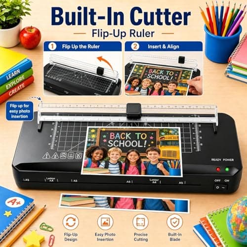 Laminator, A3 Laminator Machine with Built-in Trimmer, 70 Seconds Quick Warm-Up, Cold and Thermal Laminating with 50 Sheets, NTC Technology for Home Office School (A3+50pics) - Thumbnail 4