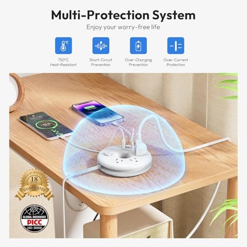 Travel Power Strip with USB Ports, NTONPOWER Cruise Approved Power Strip with 3 Outlet 3 USB(1 USB C), 5 ft Extension Cord, Compact for Indoor Home Office Dorm Room Cruise Essentials, White - Thumbnail 6