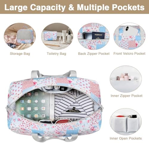 IBFUN Weekender Bags for Women, Travel Duffle Bag with Shoe Compartment Carry on Weekender Overnight Duffel for Weekend Travel Business Trip 3PCS - Thumbnail 6