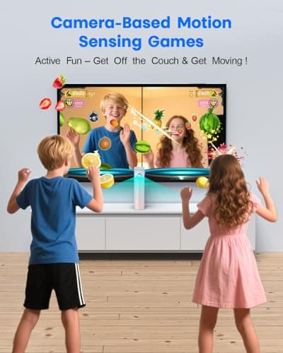 MetFut AR Motion Gaming Console for Kids & Families - Plug & Play Video Game System for Indoor Physical Play, Interactive Family Fun, Game Nights, Parties and Playdates-White&Pink - Thumbnail 3