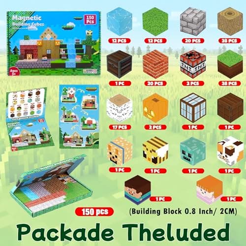 APUNOL 150 PCS Magnetic Blocks for Kids – STEM Magnetic Building Blocks Set, Magnetic Blocks for Boys & Girls Ages 3‑12, Creative Construction Toy Christmas & Birthday Gift - Thumbnail 2