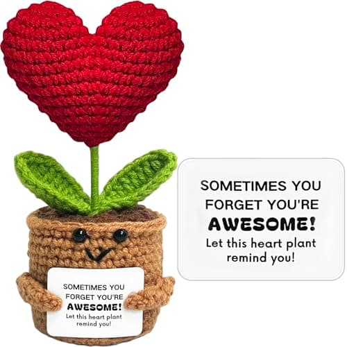 Positive Crochet Animal Graduation Gifts for Women Men Teen Girl, Handmade Knitted Emotional Support Doll Appreciation Birthday Gifts Funny Stuffers for Teens, Friend, Coworker, Sister