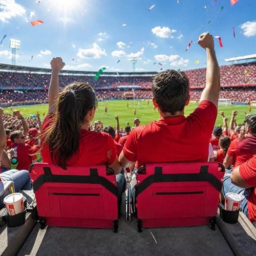 ACIPENSER 2pcs Stadium Seat for Bleachers with Back Support，Portable Bleacher Chairs with Back and Cushion，Includes Shoulder Strap and Cup Holder,Maroon - Thumbnail 2