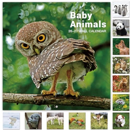2026-2027 Calendar - 18 Month Baby Animals Wall Calendar 2026-2027 from July 2026 - December 2027, 12 x 12 inches, Thick & Sturdy Paper, 12" x 24" (Open), Perfect Calendar for Organizing & Planning - Image 1