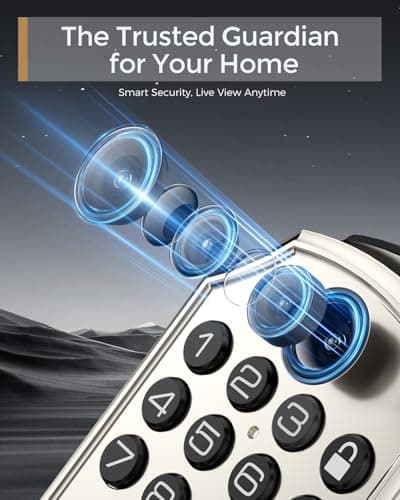 ARPHA WiFi Smart Lock with Camera - Keyless Entry Deadbolt with Handle Set, 5-in-1 Camera+Doorbell+Fingerprint+Keypad, App Control, Auto Lock, Easy Install, Waterproof for Front Door, Satin Nickel - Thumbnail 2