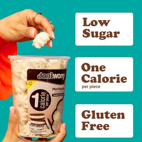 Don't Worry Meringue Cookies | Double Chocolate & Cookies and Cream Flavor | Low Sugar Candy with 1 Calorie per Piece | Keto, Gluten Free, Low Carb Healthy Snacks For Adults | 2 Pack - Thumbnail 3