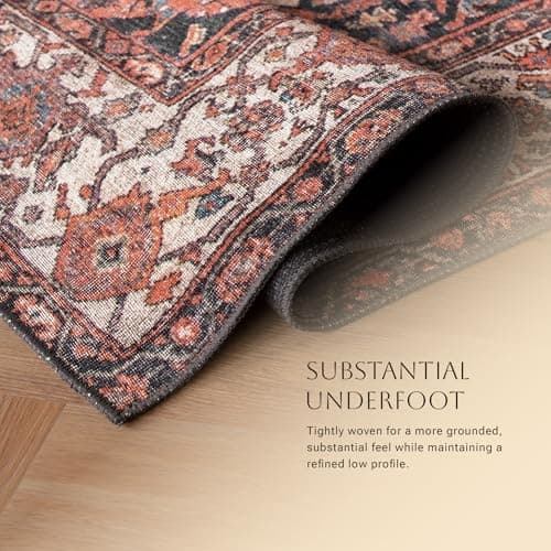 KNOTTING MATTERS Snapdragon 8’3” x 11’6” Area Rug – Terracotta & Warm Coral Heritage Flatweave, Low-Pile – Easy Clean Area Rug – Perfect for Living Room, Dining Room, Bedroom – Pet & Kid Friendly - Thumbnail 3