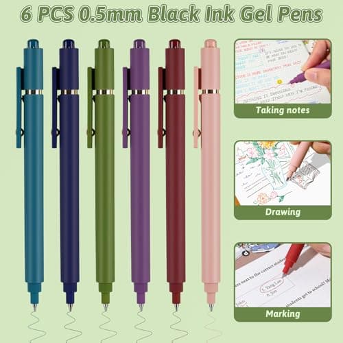 Niodel Spiral Notebooks Set, 9 Pcs A5 College Ruled Journals with 6 Black Ink Gel Pens, 6 Colored Ink Gel Pens, 6×0.5mm & 6×0.7mm Refills, Perfect for School Work Journaling - Thumbnail 6