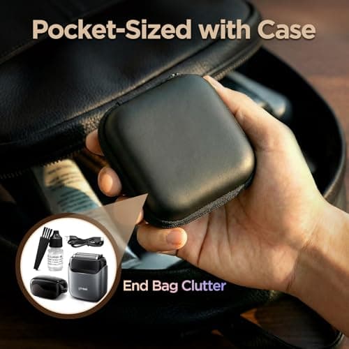 Yineel VT100 Electric Foil Shaver for Men, Pocket-Sized with Case, Sleek Portable Mini Electric Razor, 90mins Runtime, 3 Floating Blades, Travel-Friendly, IPX7 Waterproof, Gifts for Men - Thumbnail 3