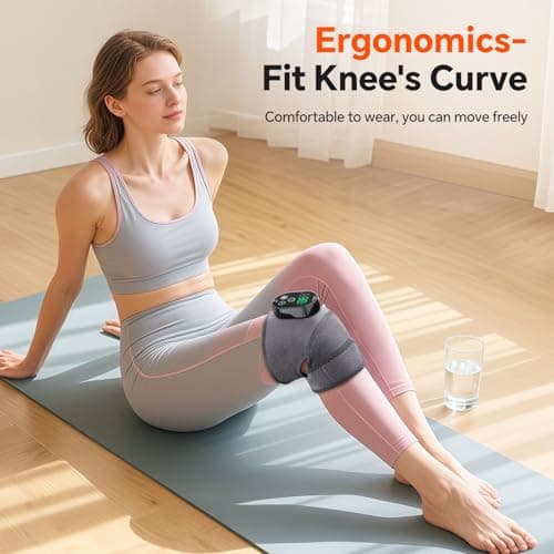 Cordless Knee Massager with Heat, Heating Pad for Knee Shoulder Elbow, Heated Knee Brace for Arthritis, Knee Heating Pad Wrap with 6 Heating Levels, 3 Massage Modes&Timer (Gray) - Thumbnail 6