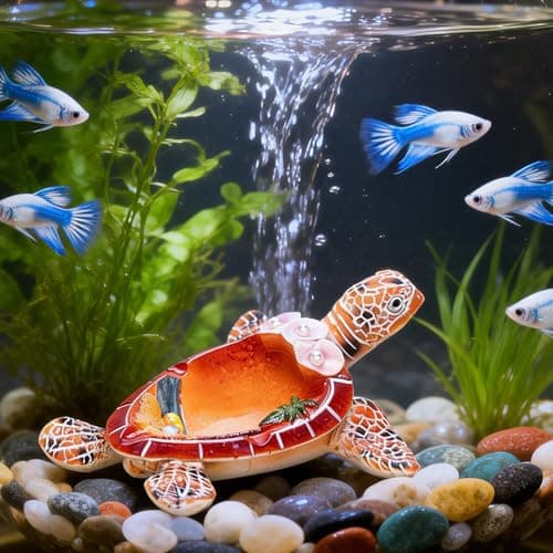 PepFurSt Sea Turtle Figurines-Fish Tank Decorations- Turtle Tank Decorations- Aquarium Decor - Decorative Tray for Holding Small Items (Orange) - Image 1