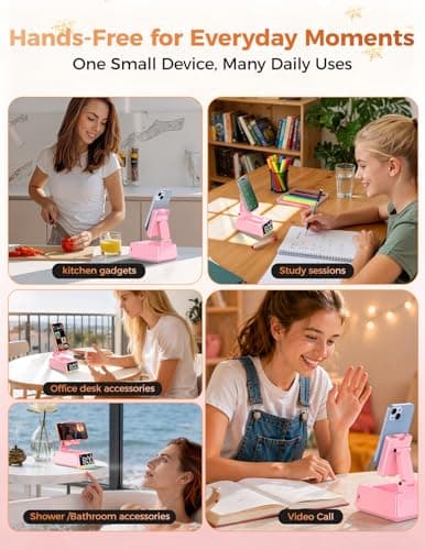 Bluetooth Speaker Birthday Gift for Women:Induction Cell Phone Stand HD Sound Teacher Appreciation Graduation Gifts For Hers ,Anti-Slip Phone Holder Gadget Mother Mom Wife Girlfriend Teen Girls(Pink) - Thumbnail 4