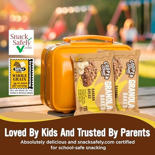 Cooper Street Banana Bread Granola Bakes (12 pack) - Individually Wrapped Soft and Chewy Breakfast Granola Bars - Nut, Dairy & Soy Free - Great As Kids Snacks For School, Hiking Or Work - Thumbnail 5
