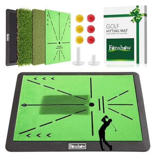 Golf Hitting Mats Training Equipment, Portable Golf Mat with Longer Swing Path Trajectory, 3-in-1 Replaceable for Driving, Chipping & Hitting Mat, No-Slip Heavy Duty Rubber Base, Indoor/Outdoor - Image 1
