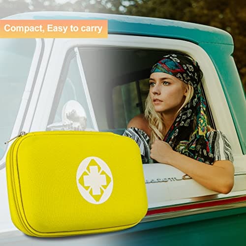 276PCS Hiking First Aid Kit for Home Personal Emergency Supplies Compact Bag for Backpack, First Aid Essentials Survival Kit for Business Travel Car Yellow AMORNING - Thumbnail 6